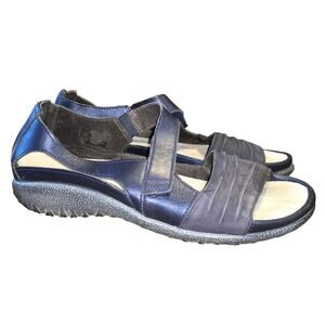 Naot Papaki Navy Blue Velvet Nubuck Sandal Comfort Womens 37 6-6.5 Adjust Strap